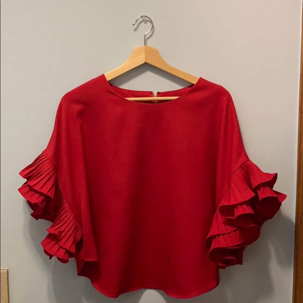 Red Ruffle Blouse